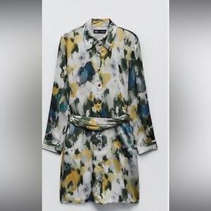ZARA short dress, tie dye like print, size large NWT